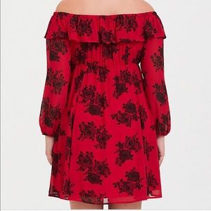 Torrid Skater Dress Red with Black Flowers!